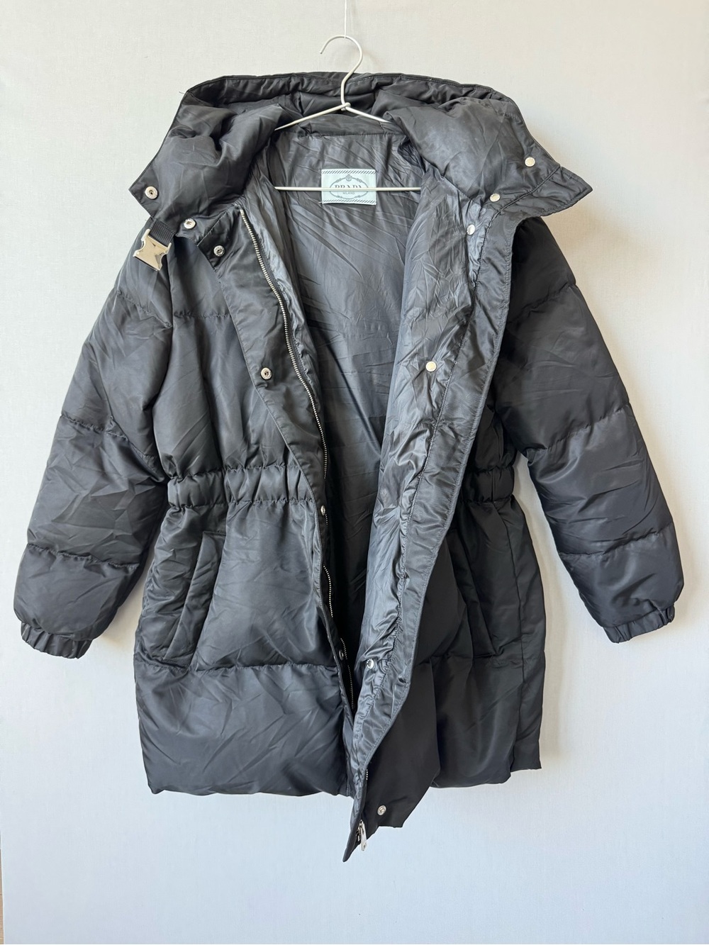 Prada Re-Nylon Goose Down Hooded Parka with Iconic Triangle Chest Pocket Size 38 - Picture 5 of 15